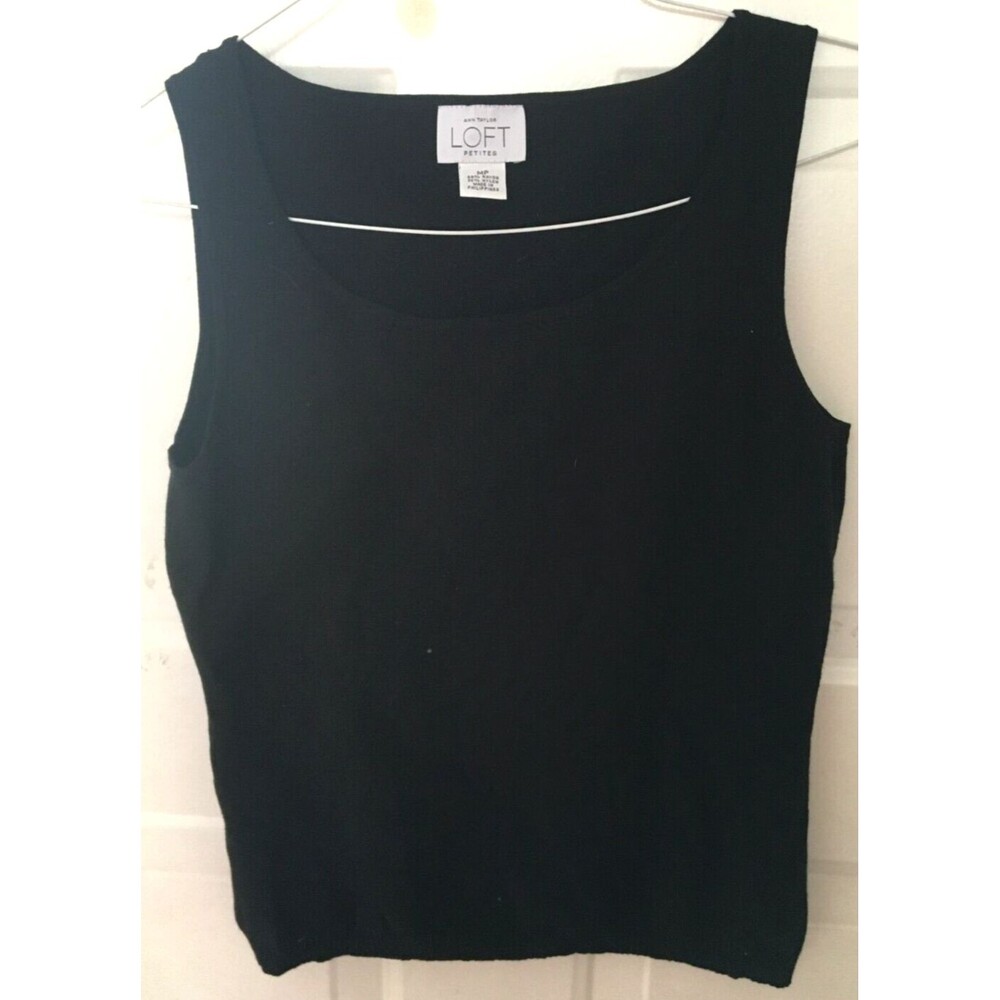 Ann Taylor Loft Black Knit Sleeveless Top MP EUC Free Shipping